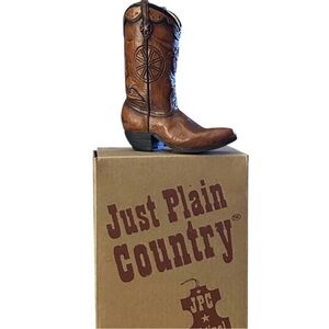 New..Just Plain Country “Longhorn” Western Cowboy Boot Figurine